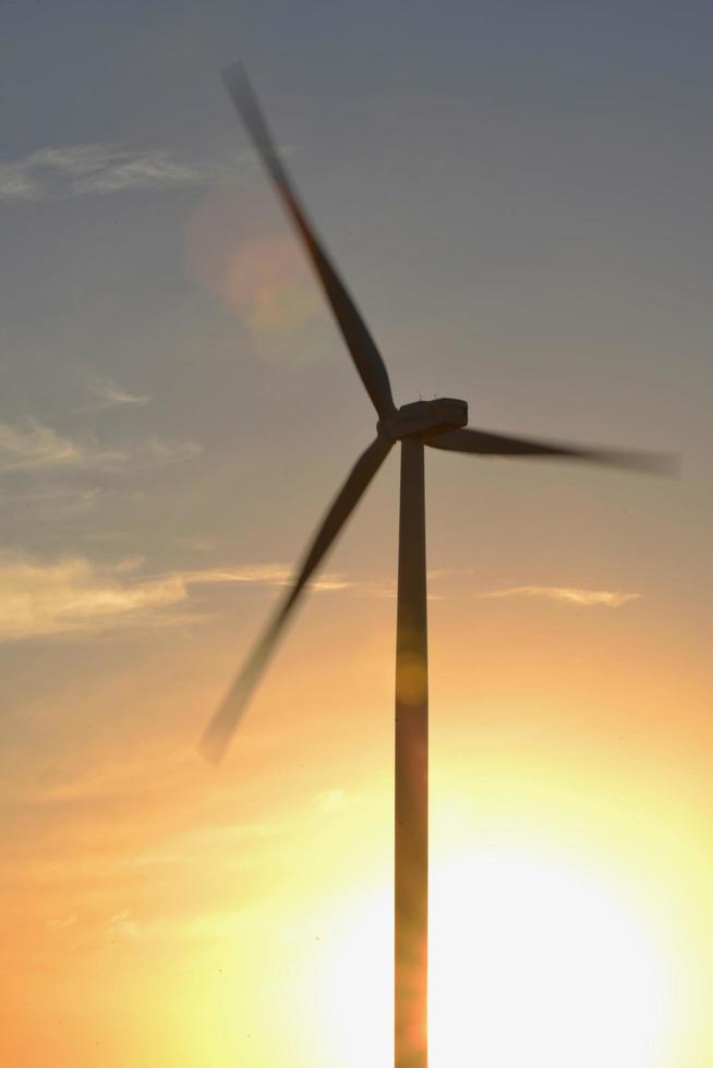 éolienne au lever du soleil photo