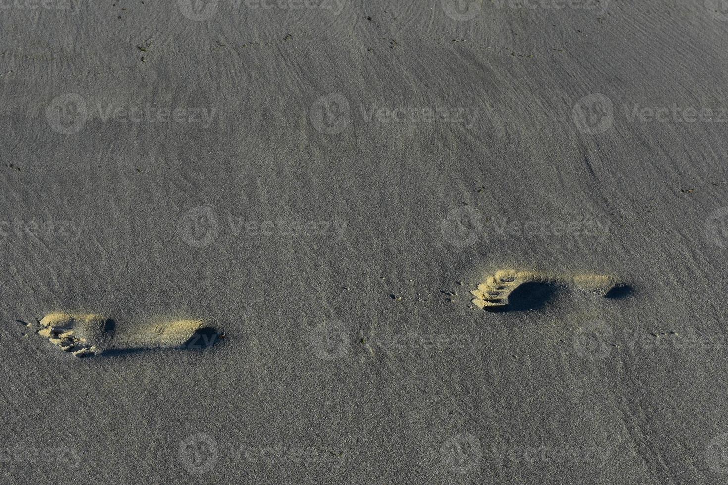 de simples empreintes de pas de sable sur la côte du massachusetts photo