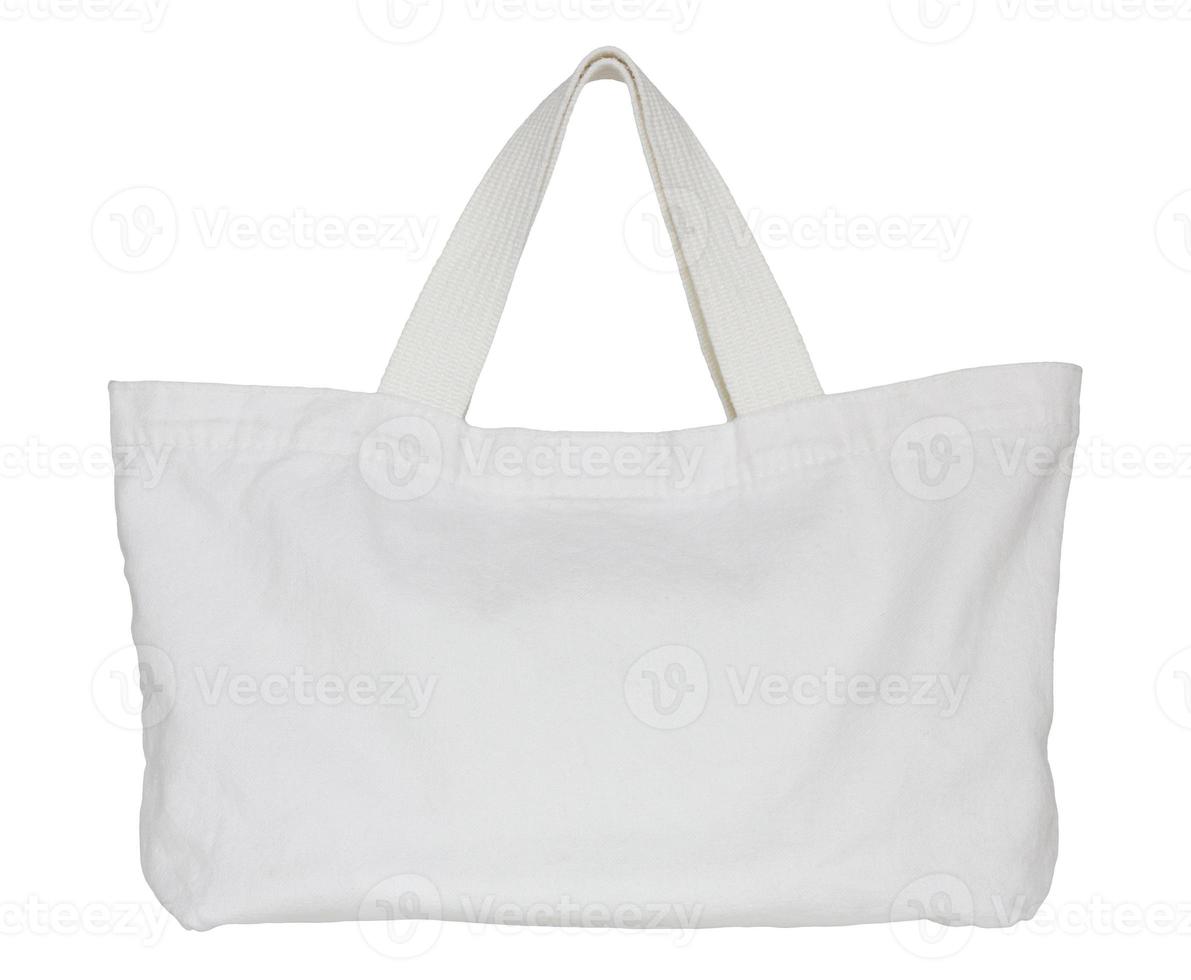 sac en tissu blanc isolé sur fond blanc avec un tracé de détourage photo