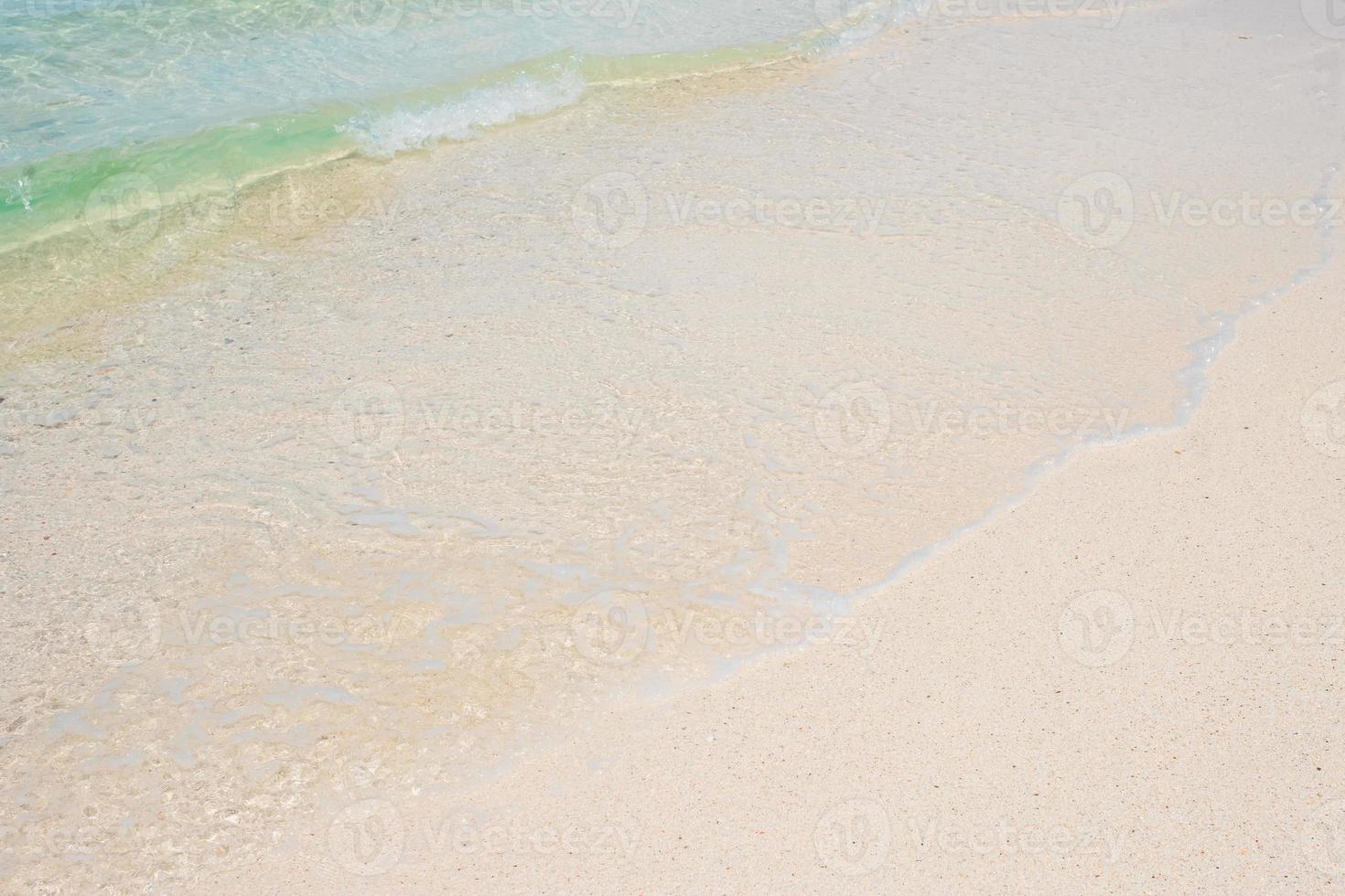 douce vague d'eau de mer bleue et de sable blanc sur une belle plage. arrière-plan, papier peint et concept abstrait photo