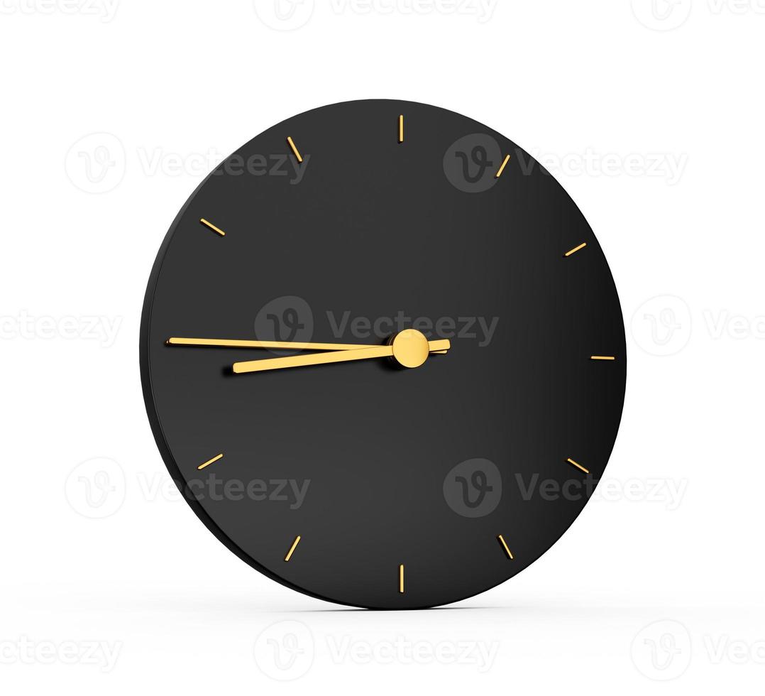 icône d'horloge dorée premium isolée 8 45 heures quart à neuf sur fond d'icône noire. huit heures quarante cinq heure icône 3d illustration photo