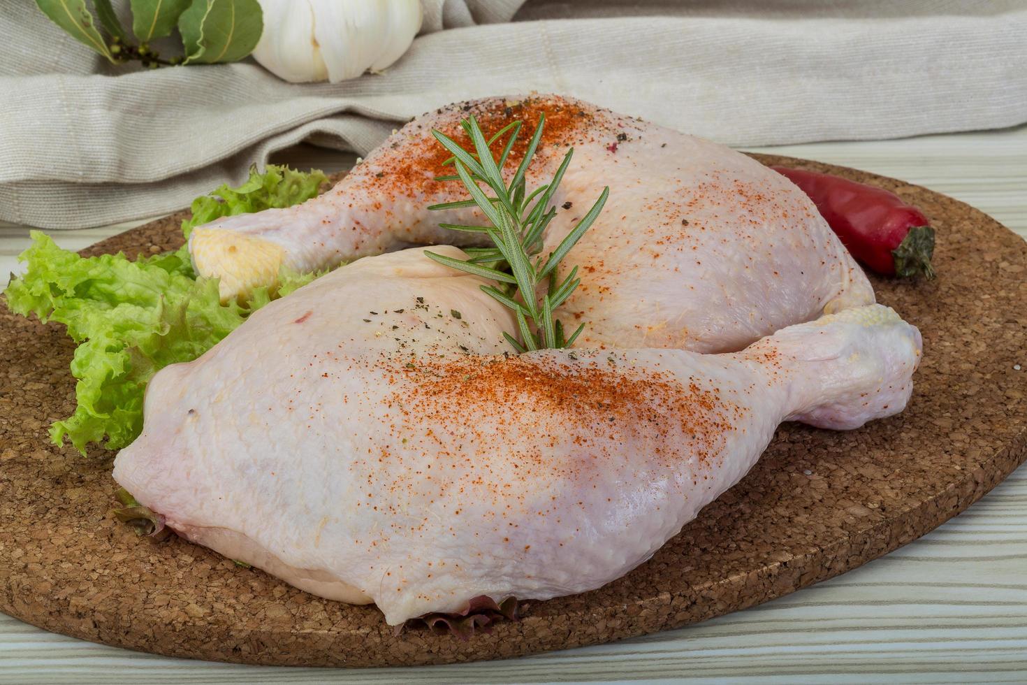 vue de plat de cuisse de poulet photo