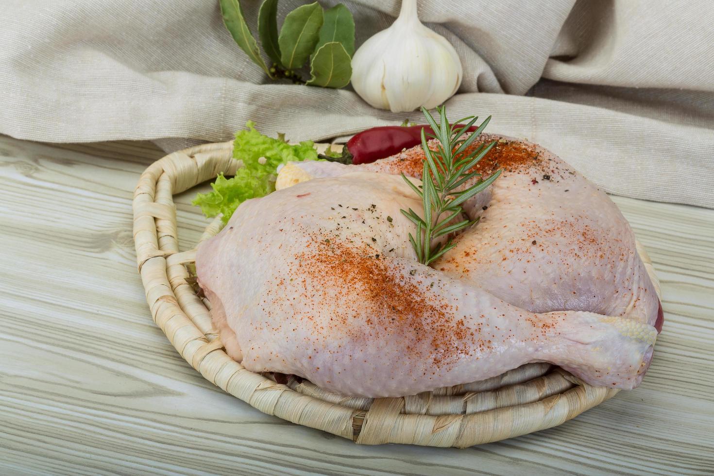 vue de plat de cuisse de poulet photo