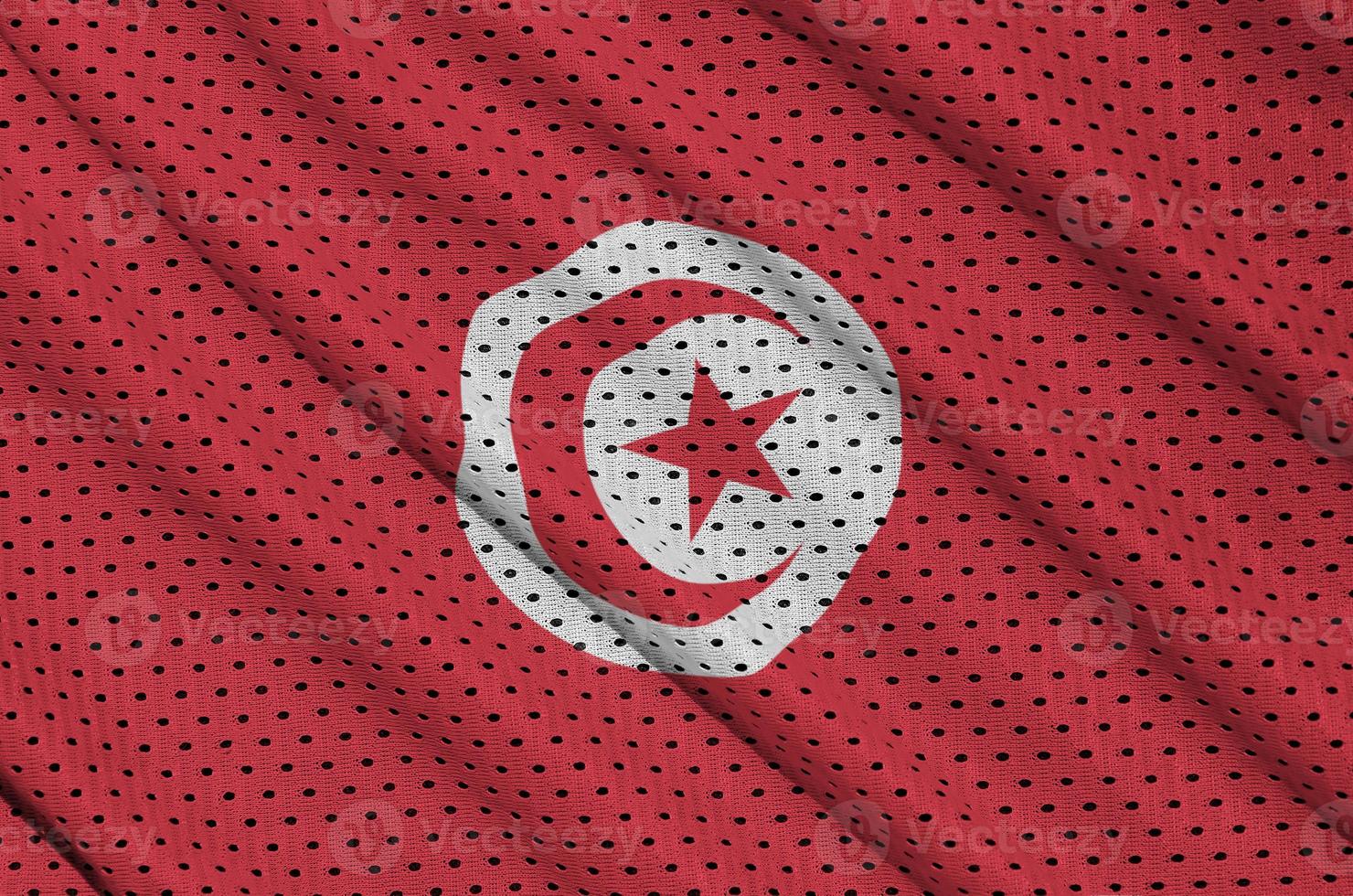 drapeau tunisien imprimé sur un tissu en maille polyester nylon sportswear photo