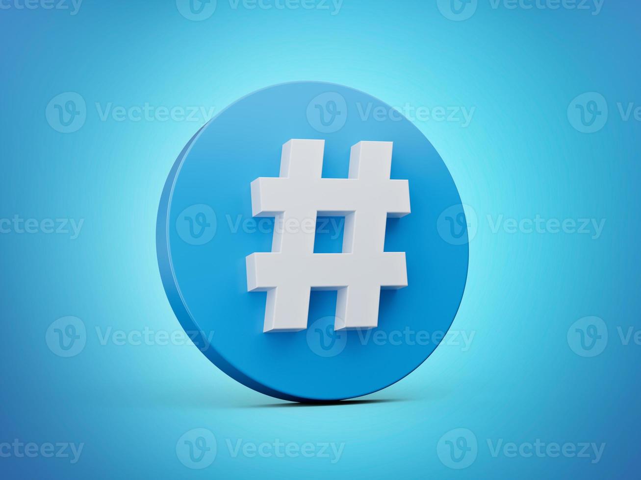 icône de symbole de hashtag 3d sur l'illustration 3d du cercle bleu photo