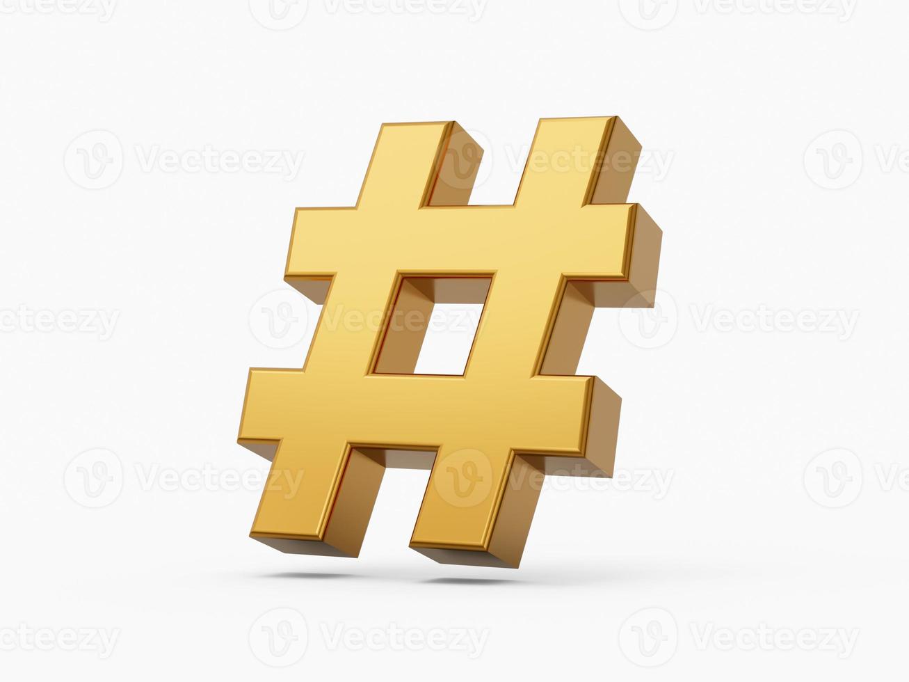 icône de hashtag or isolé sur fond blanc illustration 3d photo