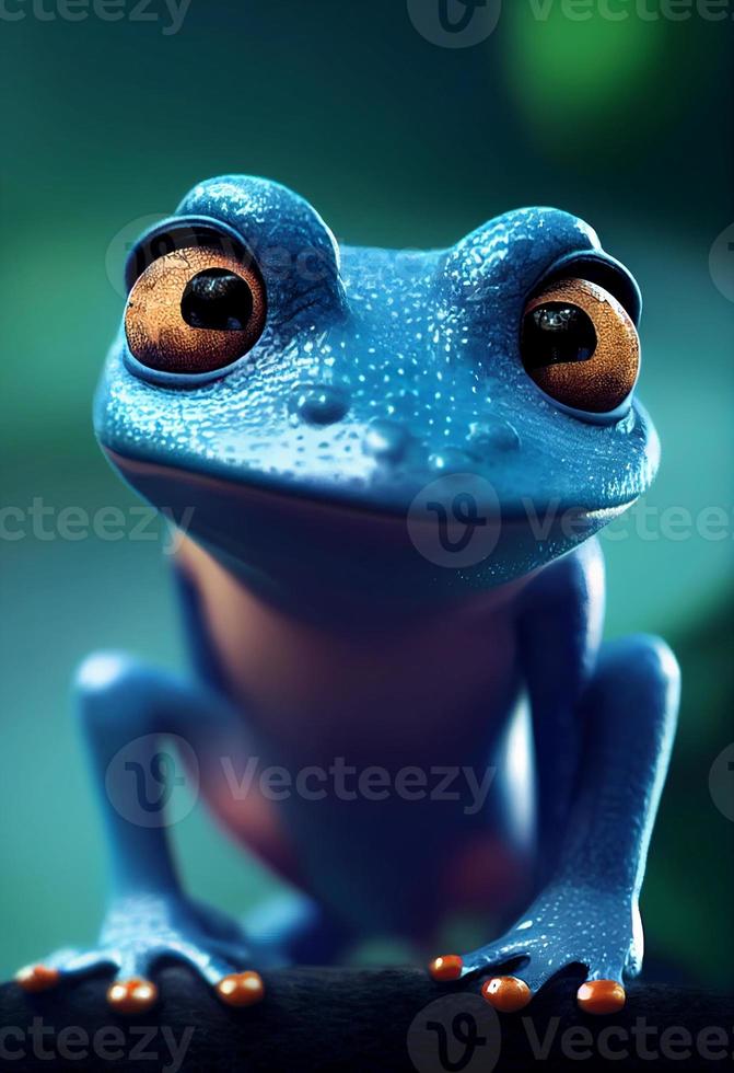 illustration d'un lézard mignon de bande dessinée avec de grands yeux drôles. photo