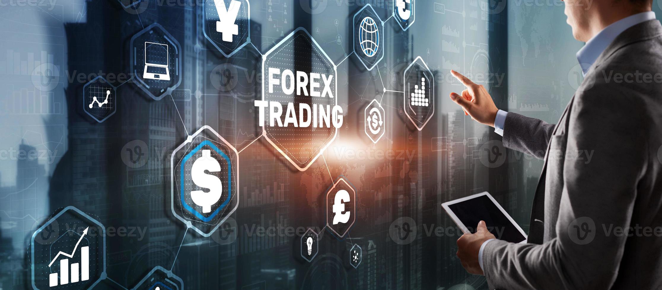 inscription forex trading sur écran virtuel. concept de marché boursier d'affaires photo