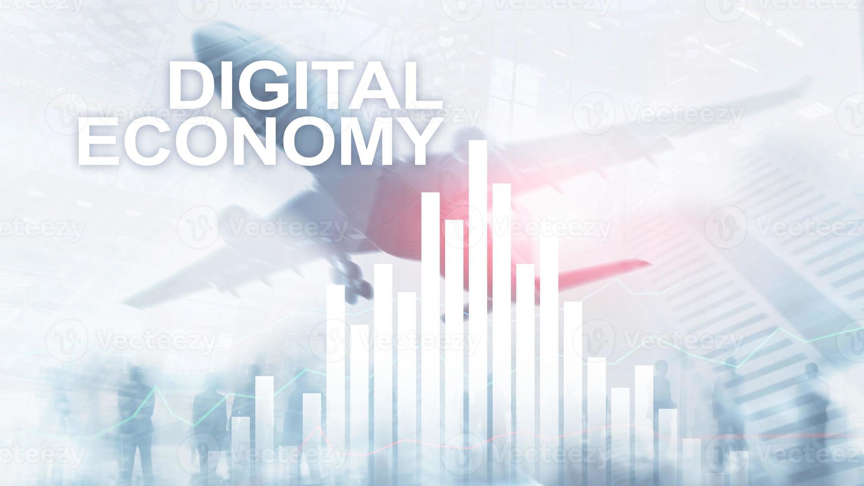 économie numérique, concept de technologie financière sur fond flou. photo