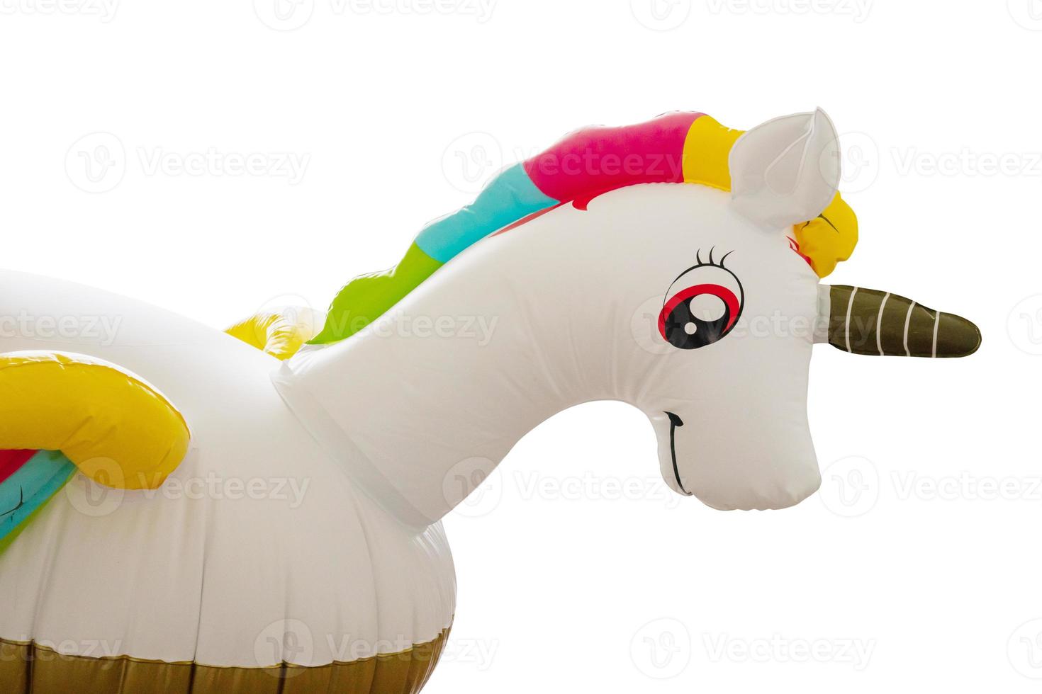 Anneau de licorne graisse gonflable pour piscine isolé sur fond blanc photo