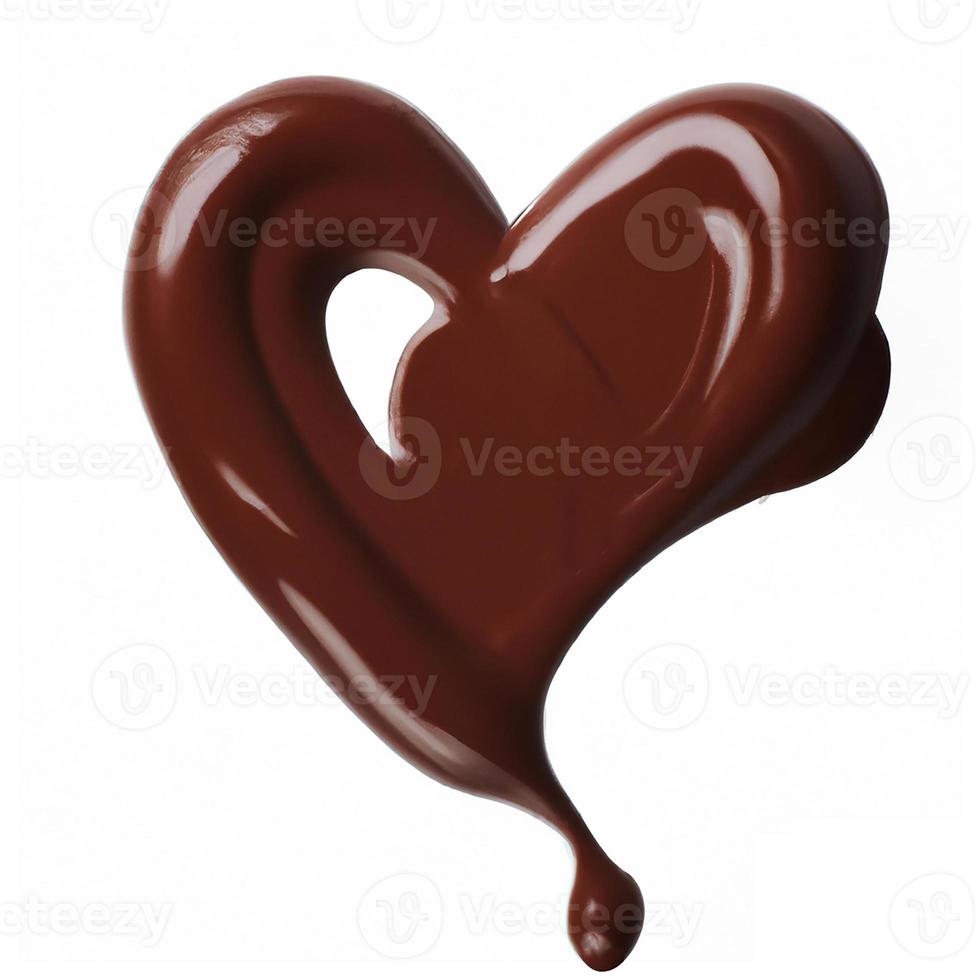 éclaboussures de chocolat en forme de coeur. photo