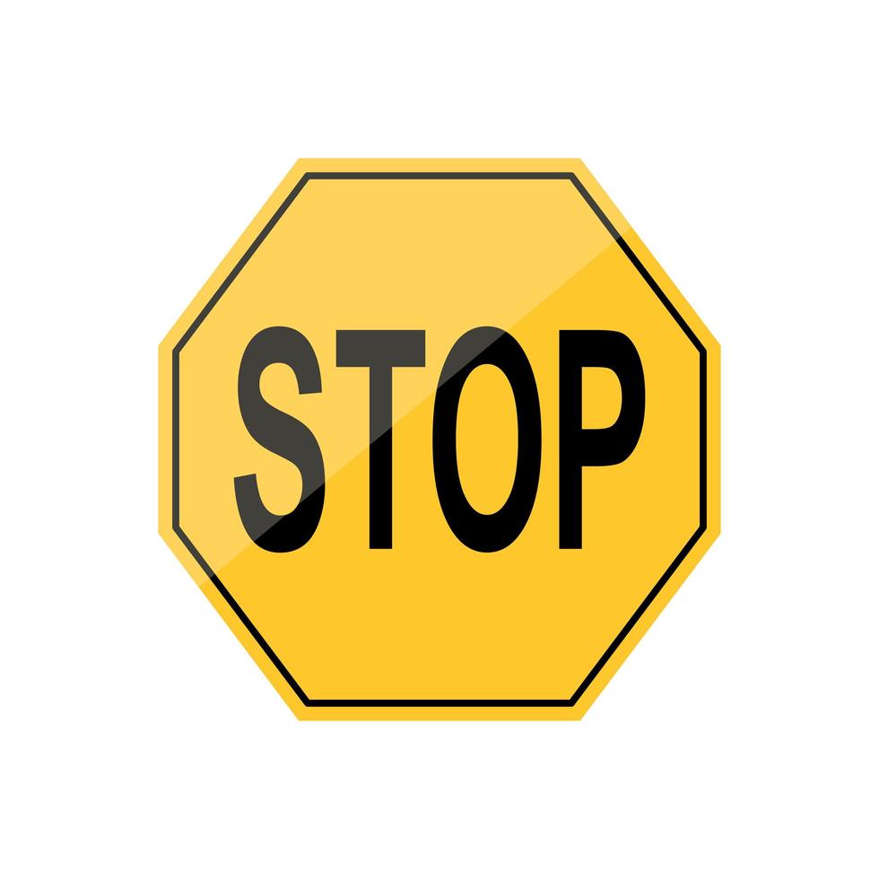 panneau de signalisation de l'icône d'arrêt sur fond jaune. photo