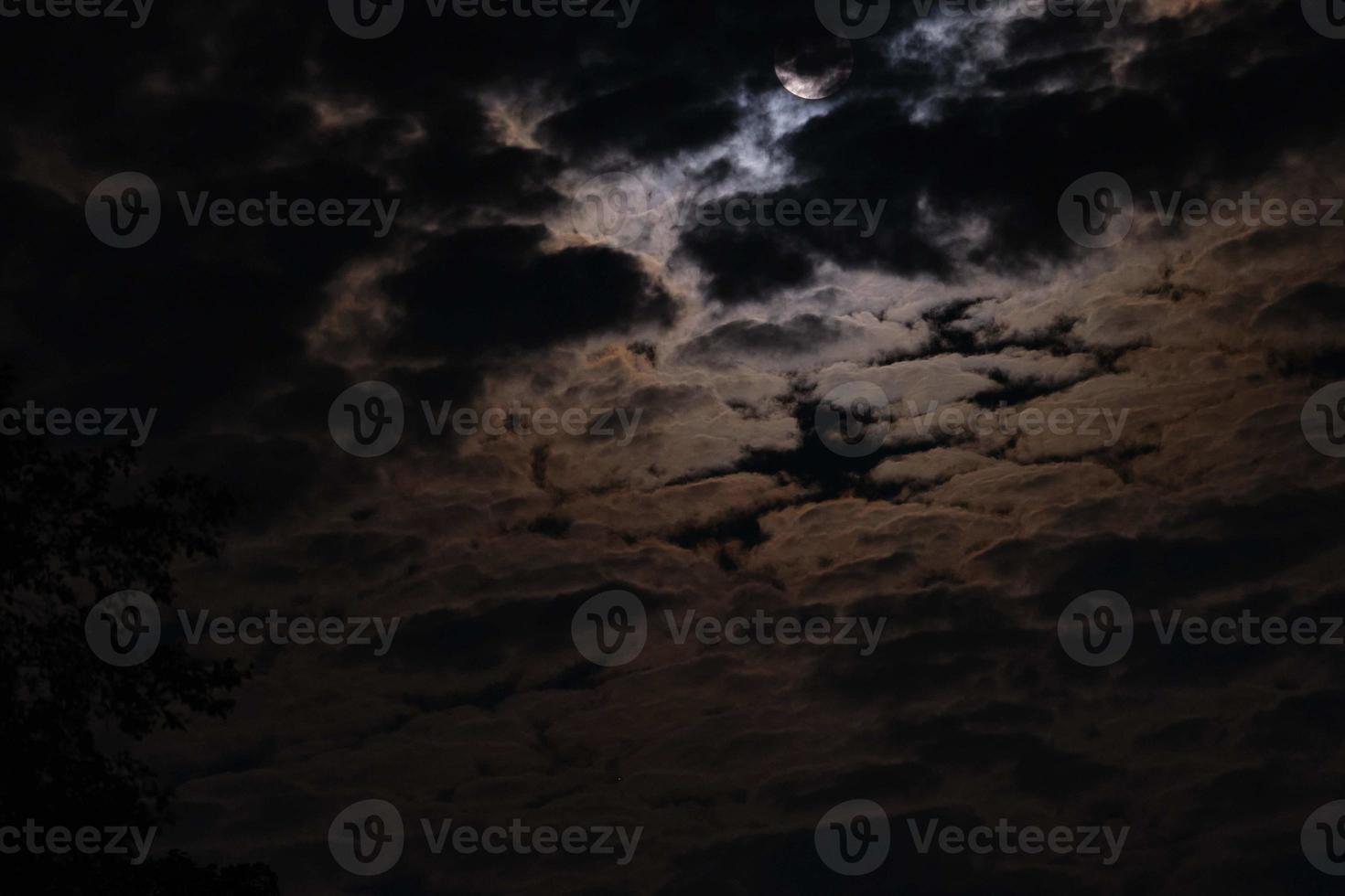 fleur de sang pleine lune en mai peu avant l'éclipse lunaire par une nuit nuageuse photo