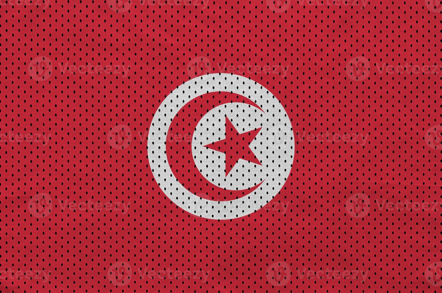 drapeau tunisien imprimé sur un tissu en maille polyester nylon sportswear photo