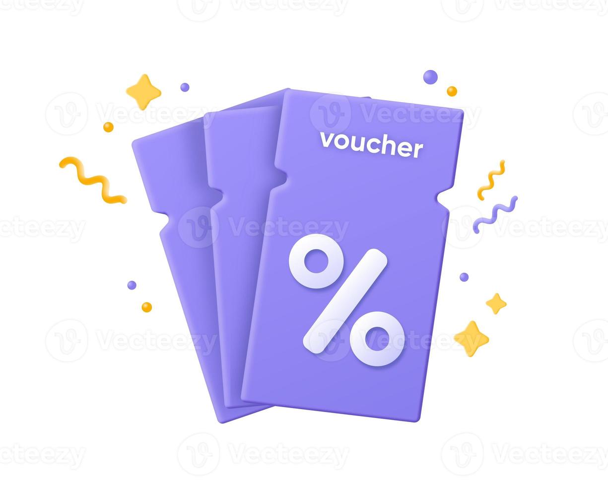 ensemble de bons 3d, cartes de fidélité, conception de modèle de remise en argent avec promotion de code de coupon, offre de prix spécial premium coupon de vente photo