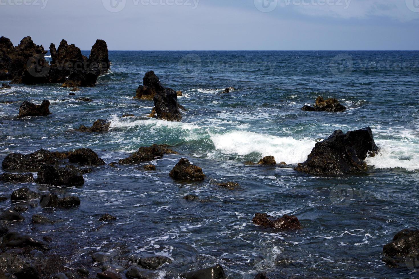 Rock espagne ciel lumière plage eau à lanzarote mousse paysage photo