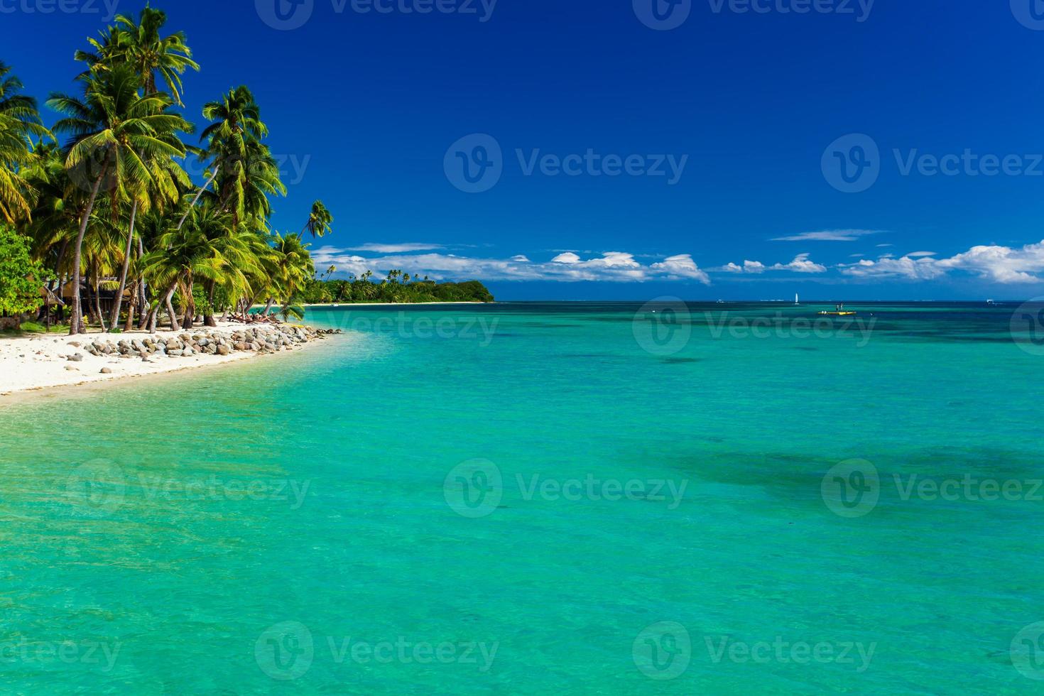 île tropicale aux fidji avec plage de sable et eau propre photo