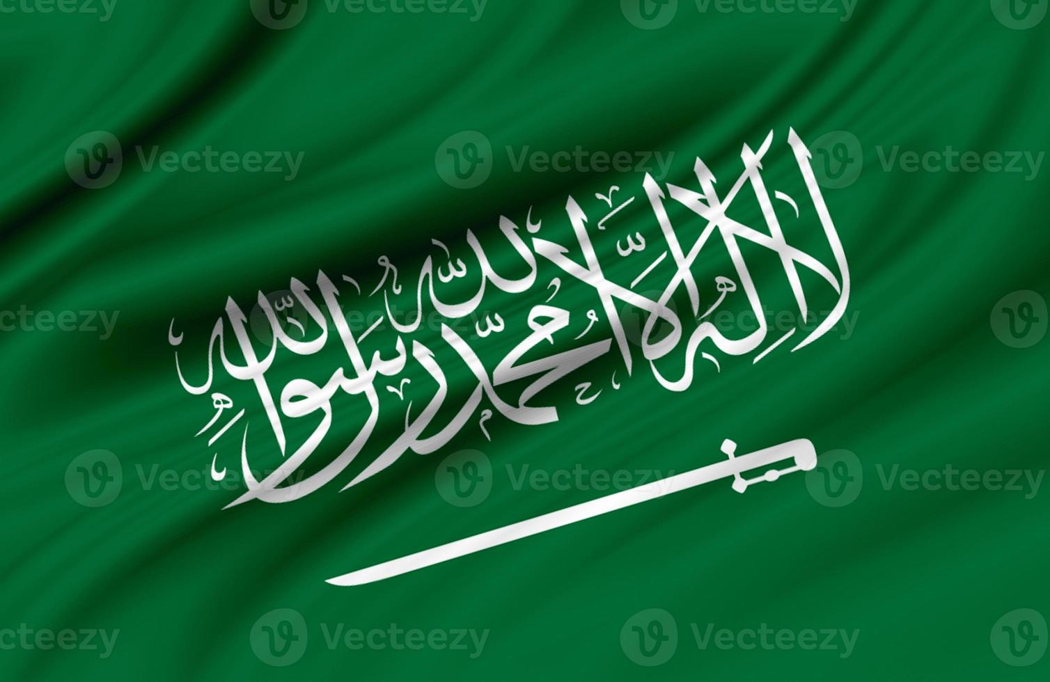 drapeau de l'arabie saoudite, déclaration il n'y a de dieu qu'allah, muhammad est le messager d'allah, utilisez-le pour la fête nationale et les occasions nationales du pays. photo
