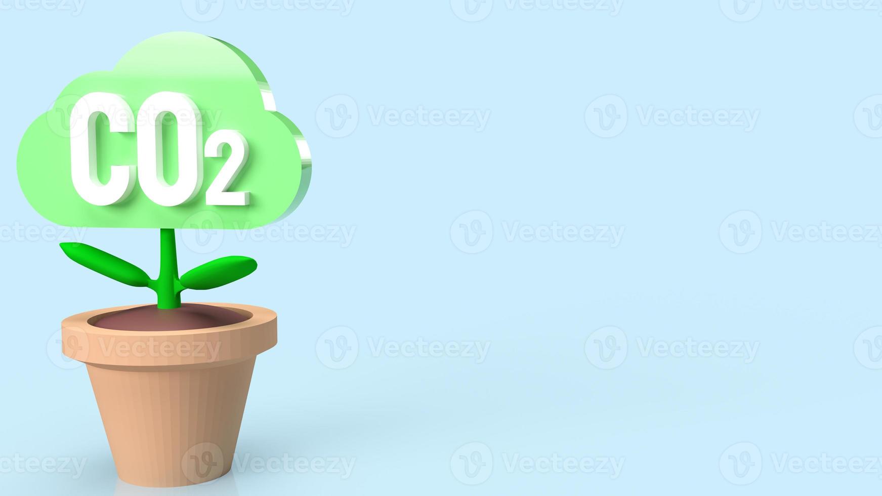 l'arbre de nuage de co2 pour le rendu 3d de concept d'eco ou d'écologie photo