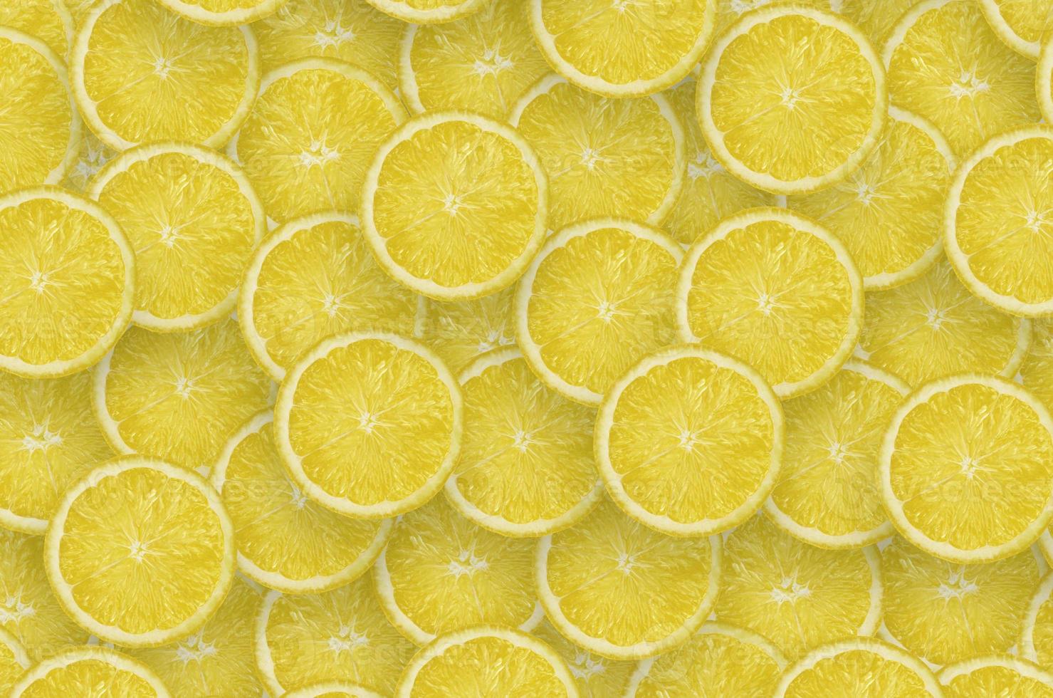 motif de tranches d'agrumes de citron jaune. pose à plat d'agrumes photo