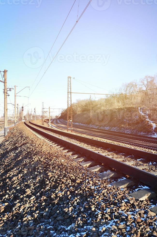 paysage de chemin de fer d'hiver photo