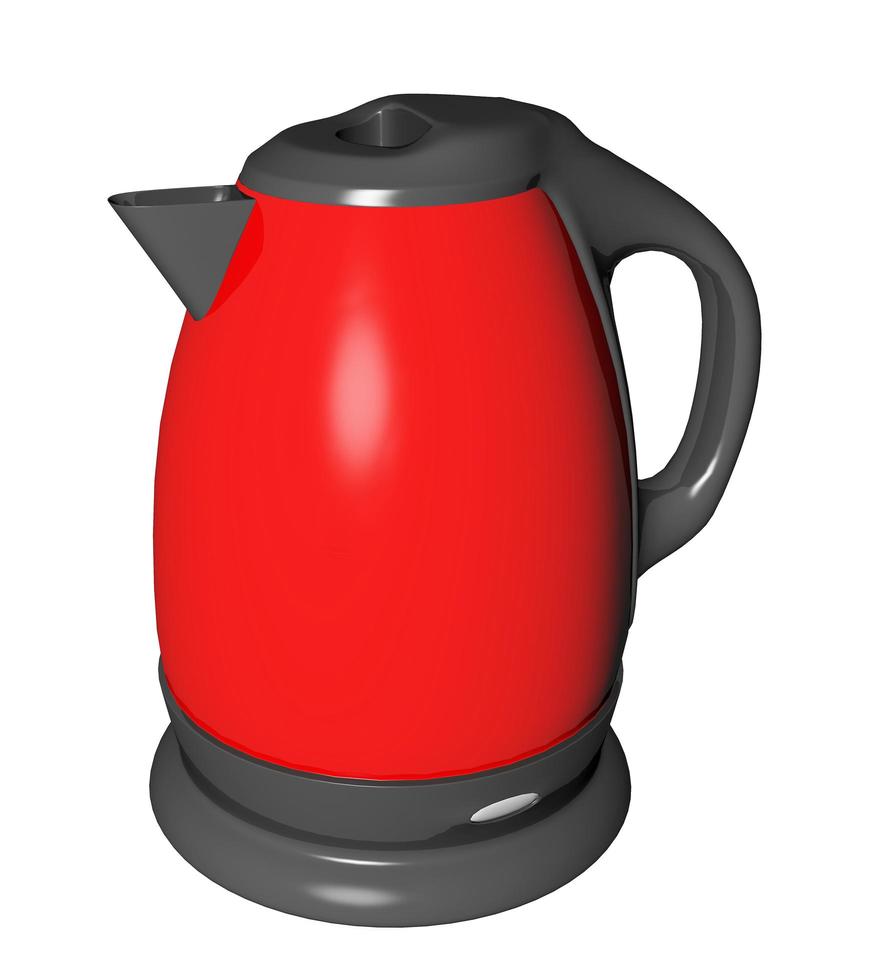 bouilloire électrique rouge et noire, illustration 3d photo