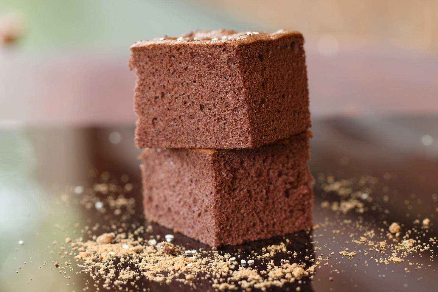 gros plan brownies au chocolat maison photo