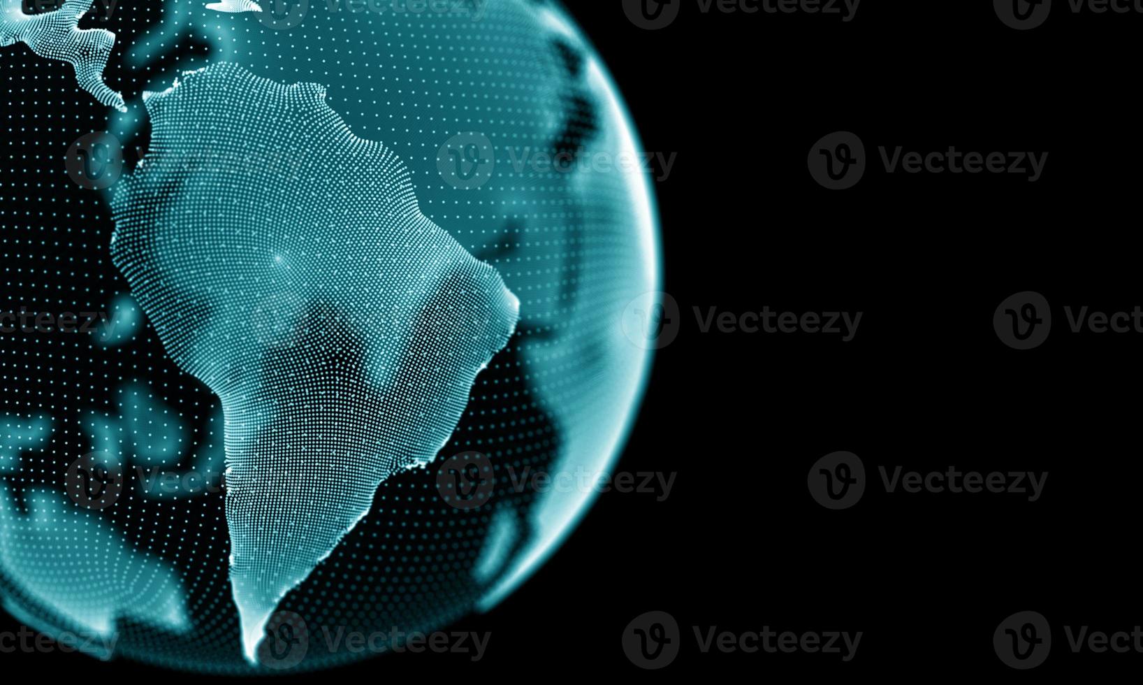 globe numérique 3d. technologie Internet mondiale mondiale. concept de communication abstrait planète. conception de connexion de lumière bleue. carte moderne du réseau de données volumineuses. voyage d'affaires photo