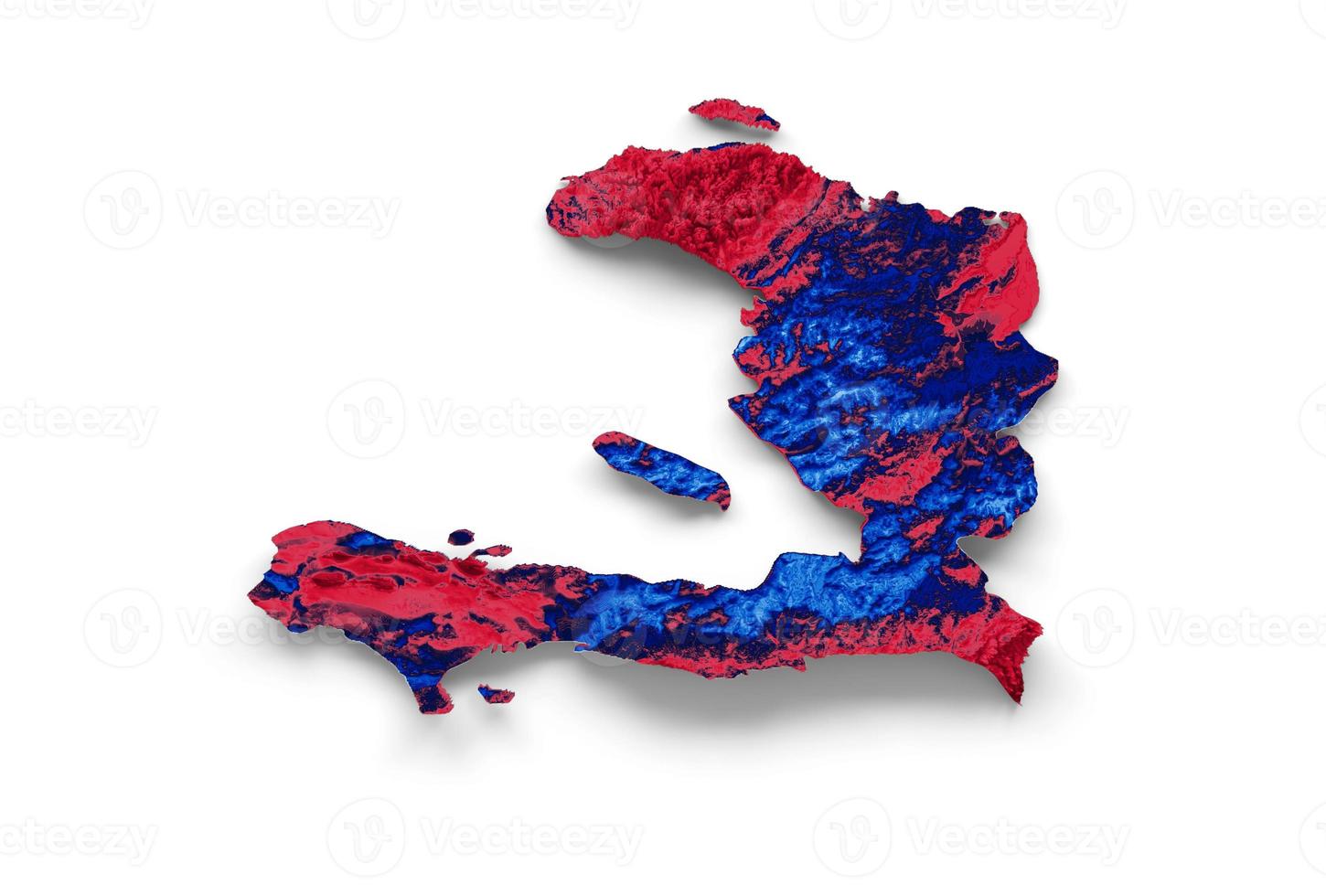 carte d'haïti avec les couleurs du drapeau bleu et rouge carte en relief ombrée illustration 3d photo