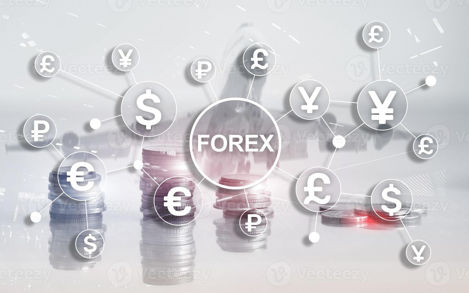 forex trading échange de devises schémas de financement d'entreprise icônes dollar euro sur fond flou. photo