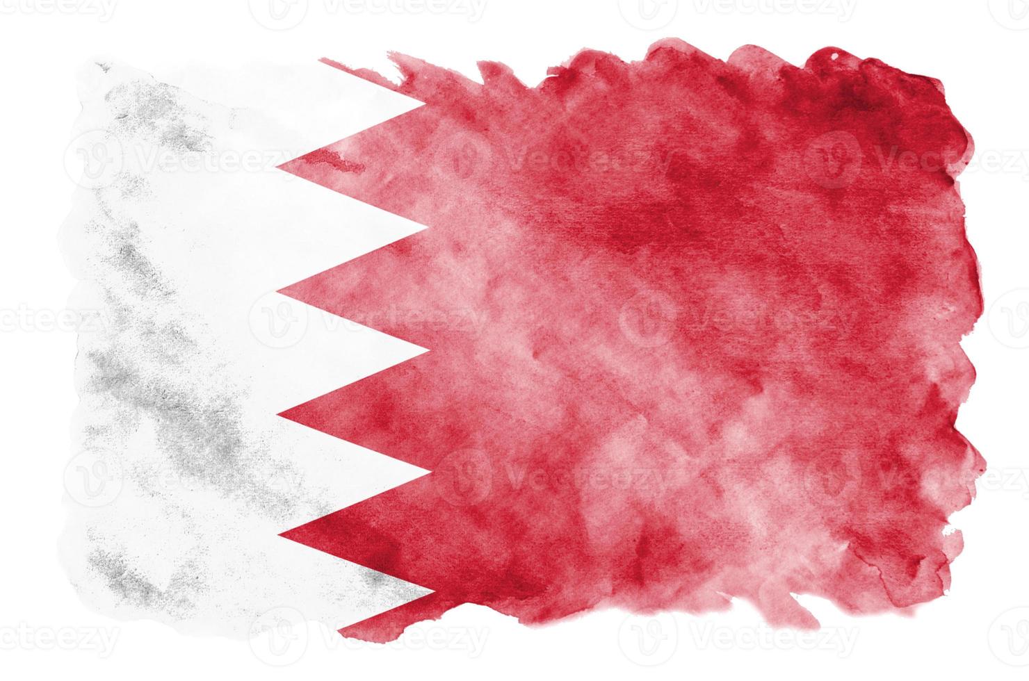 le drapeau de bahreïn est représenté dans un style aquarelle liquide isolé sur fond blanc photo