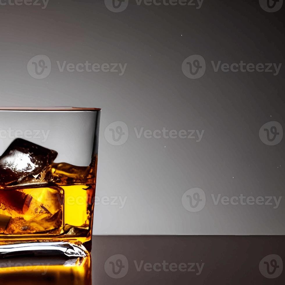 whisky sur verre clair et bouteille également dessin d'alcool glacé en dés. image et image illustration de boisson pour le fond photo