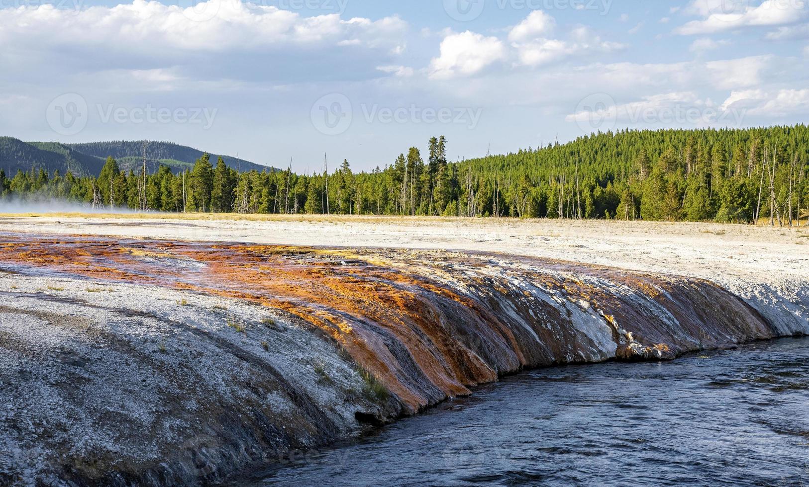 vue panoramique sur la source firehole dans le paysage géothermique du parc de Yellowstone photo