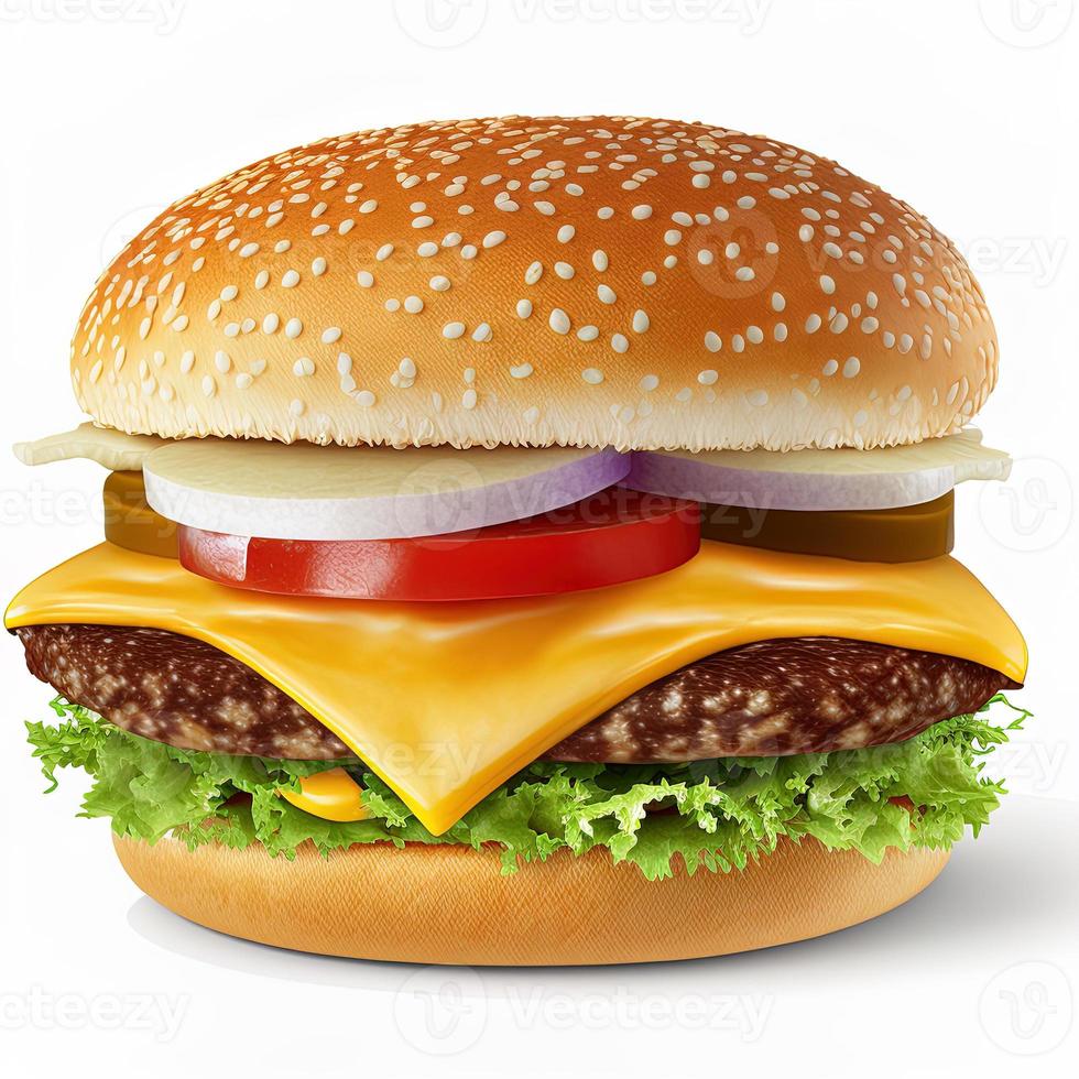 cheeseburger sur fond blanc isolé photo