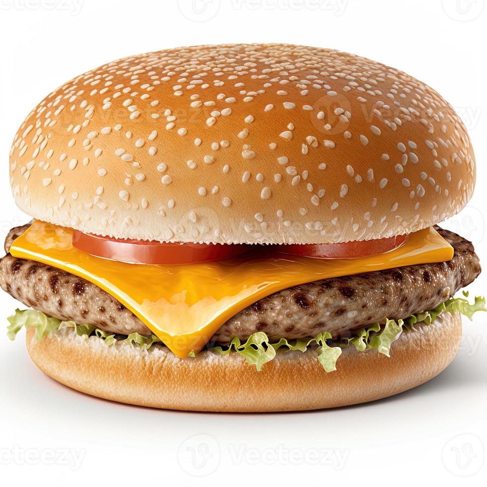 cheeseburger sur fond blanc isolé photo