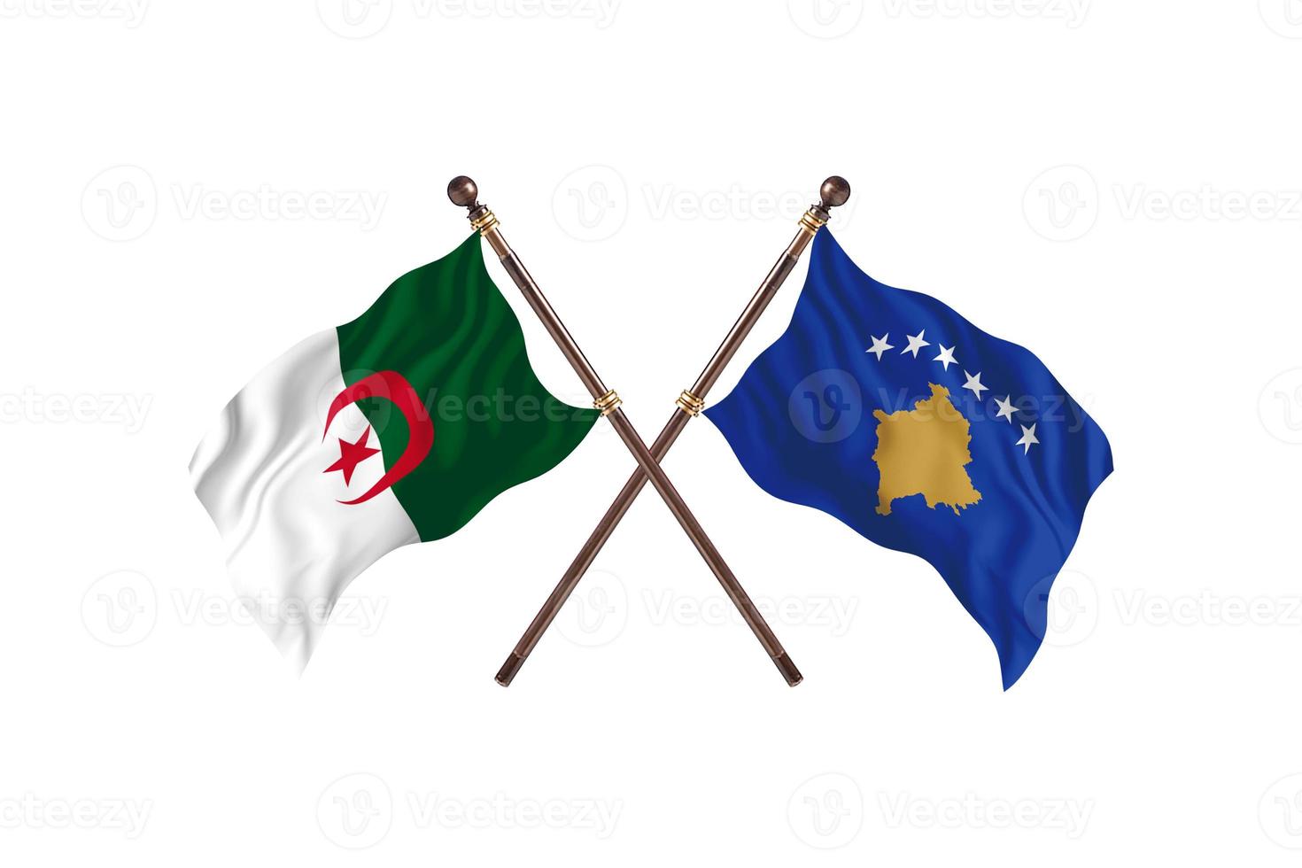 l'algérie contre le kosovo deux drapeaux de pays photo