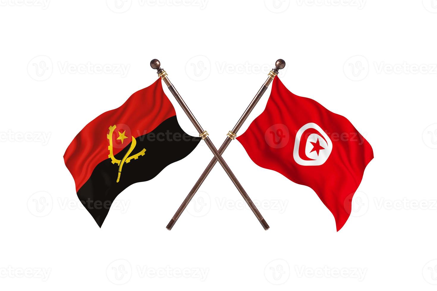 l'angola contre la tunisie deux drapeaux de pays photo