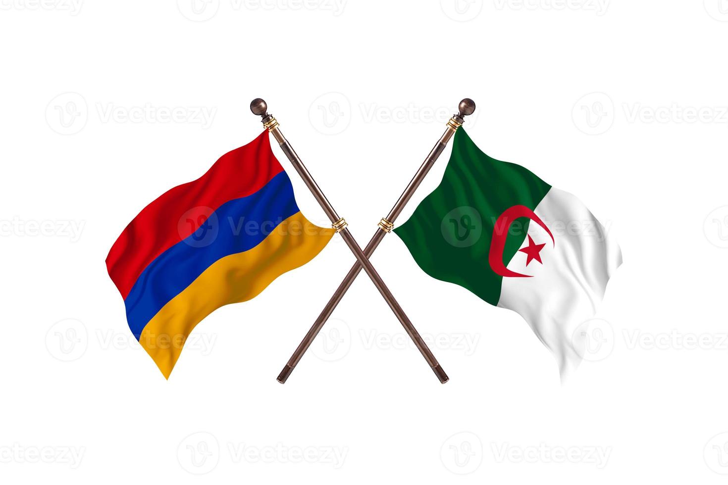l'arménie contre l'algérie deux drapeaux de pays photo