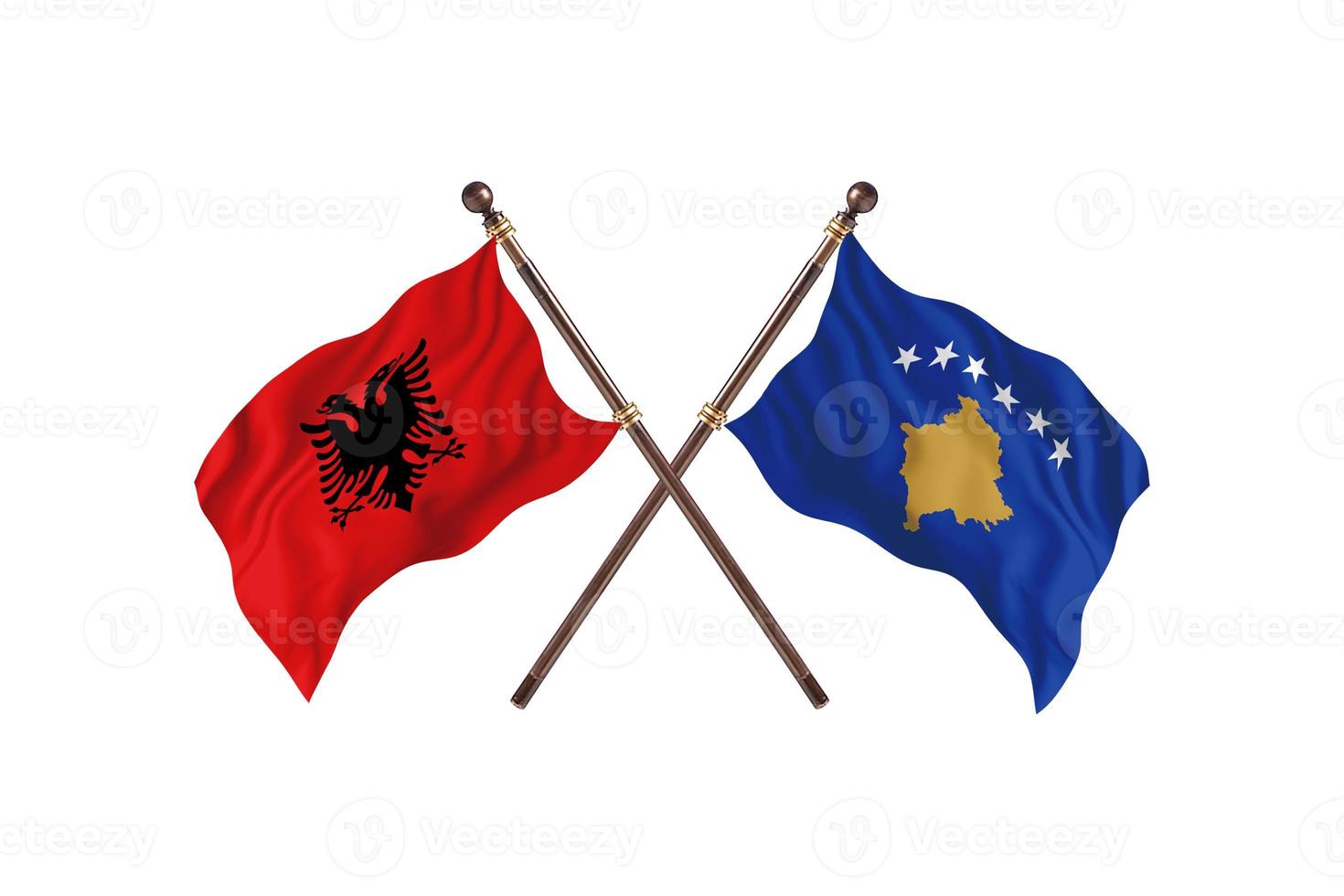 L'Albanie contre le Kosovo deux drapeaux de pays photo