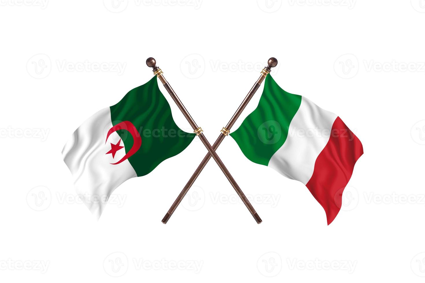 L'algérie contre l'Italie deux drapeaux de pays photo