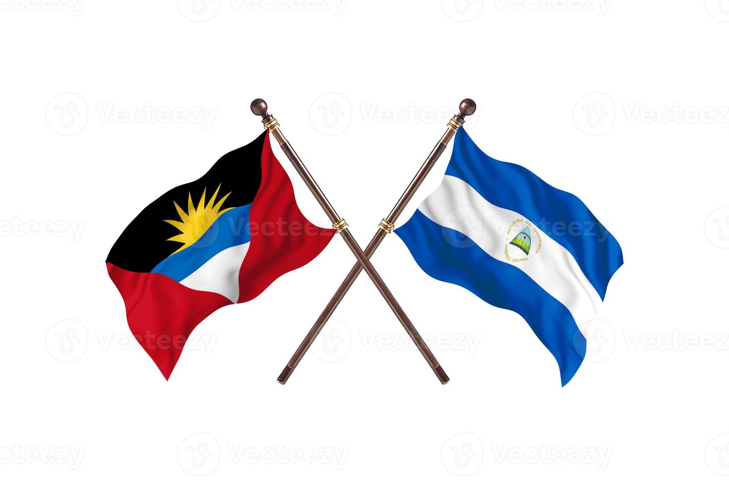 antigua et barbuda contre le nicaragua deux drapeaux de pays photo