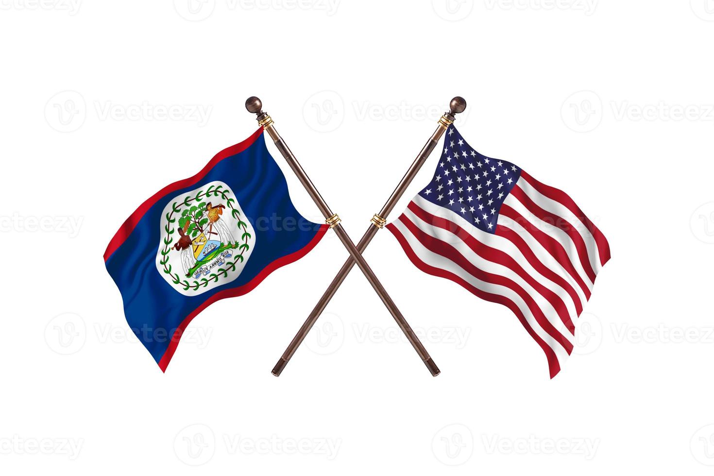 belize contre états-unis d'amérique deux drapeaux de pays photo