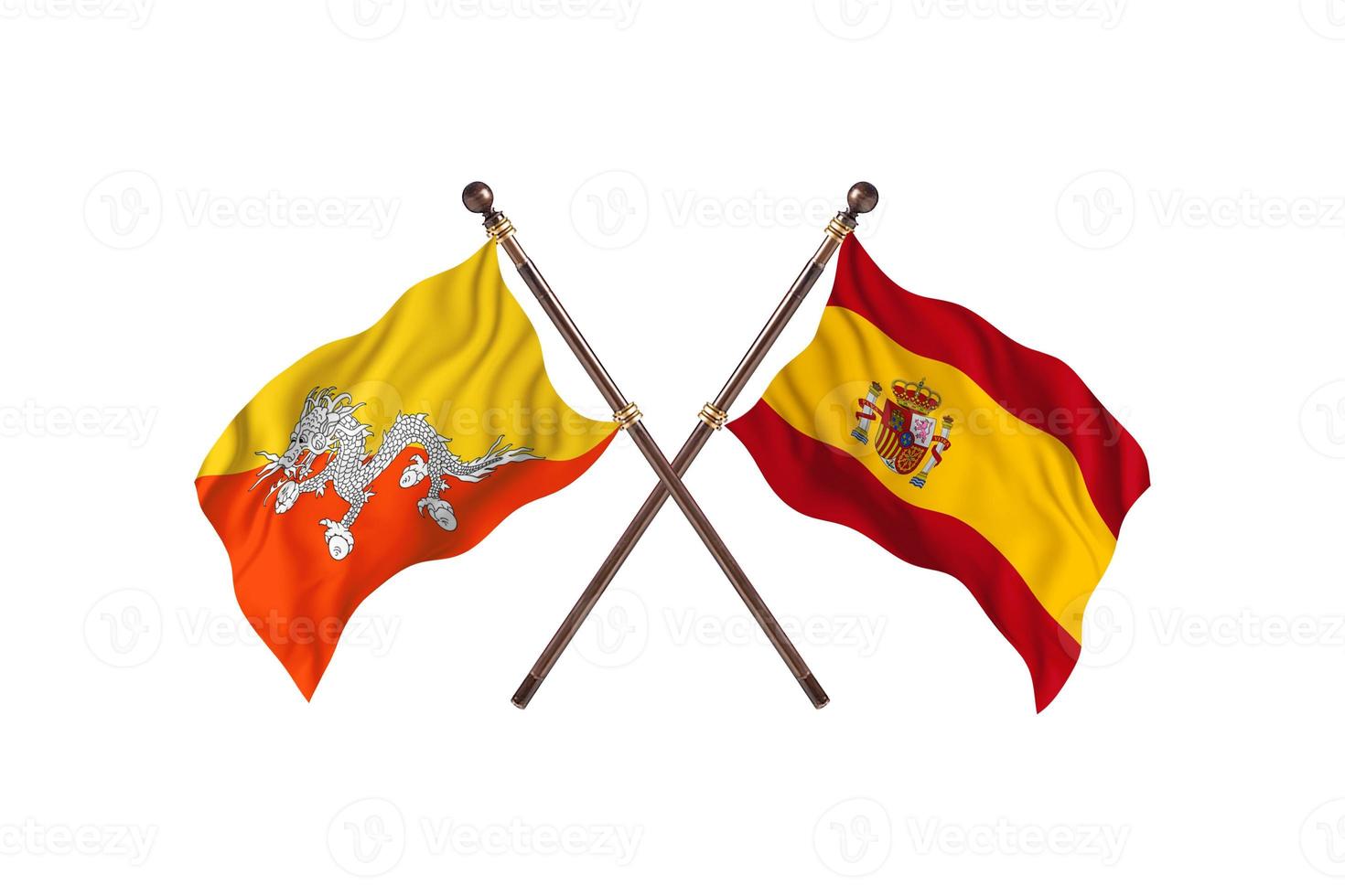 bhoutan contre espagne deux drapeaux de pays photo