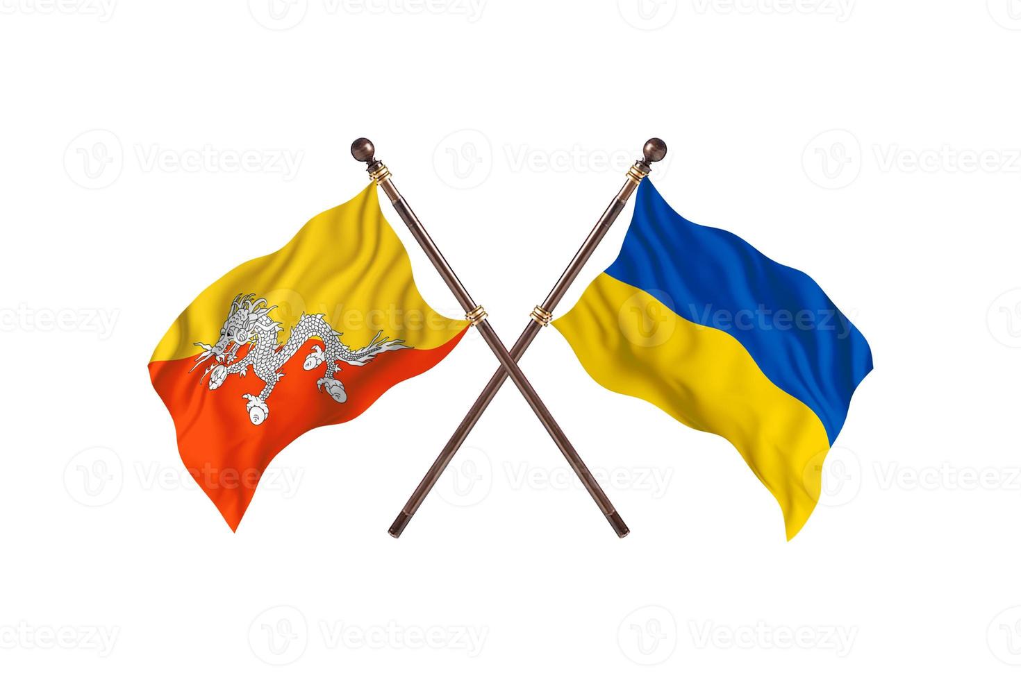 le bhoutan contre l'ukraine deux drapeaux de pays photo