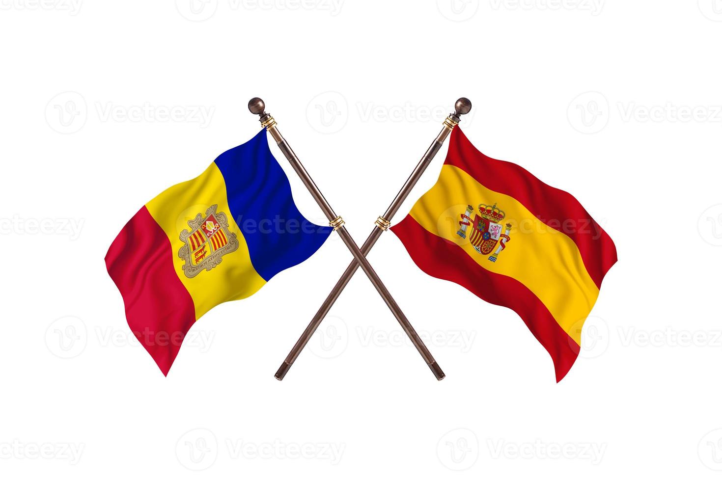 andorre contre espagne deux drapeaux de pays photo