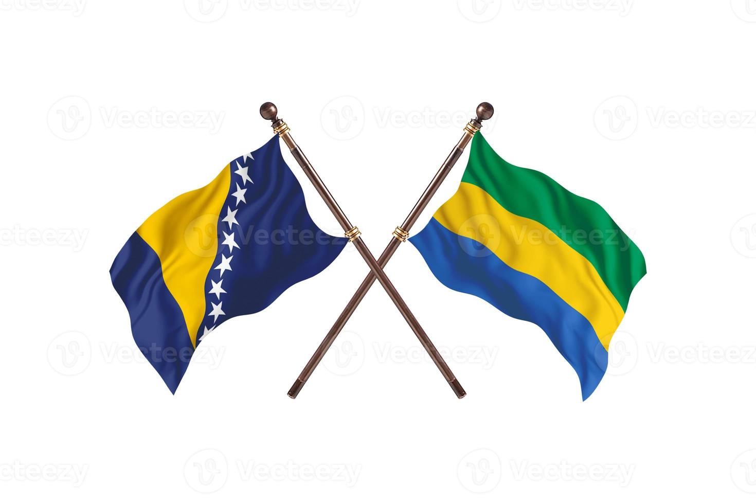 bosnie contre gabon deux drapeaux de pays photo