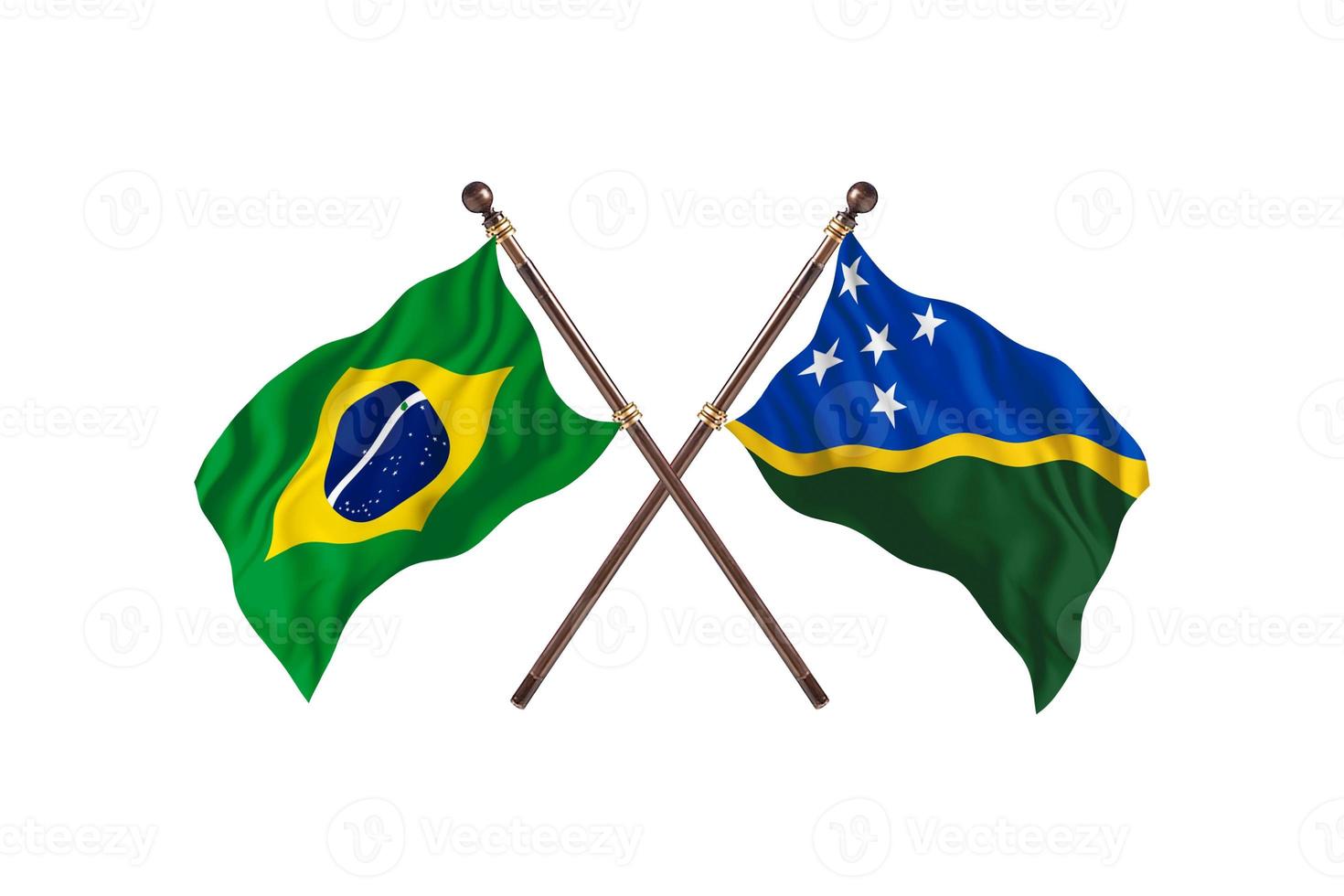 le brésil contre les îles salomon deux drapeaux de pays photo