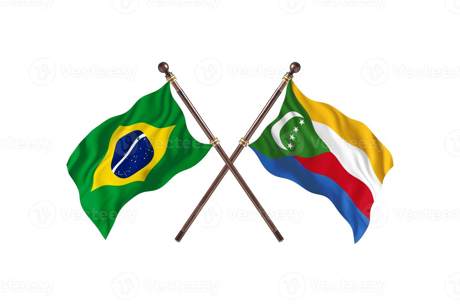 brésil contre comores deux drapeaux de pays photo