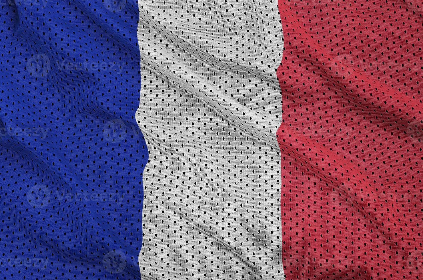 drapeau de la france imprimé sur un tissu en maille polyester nylon sportswear photo