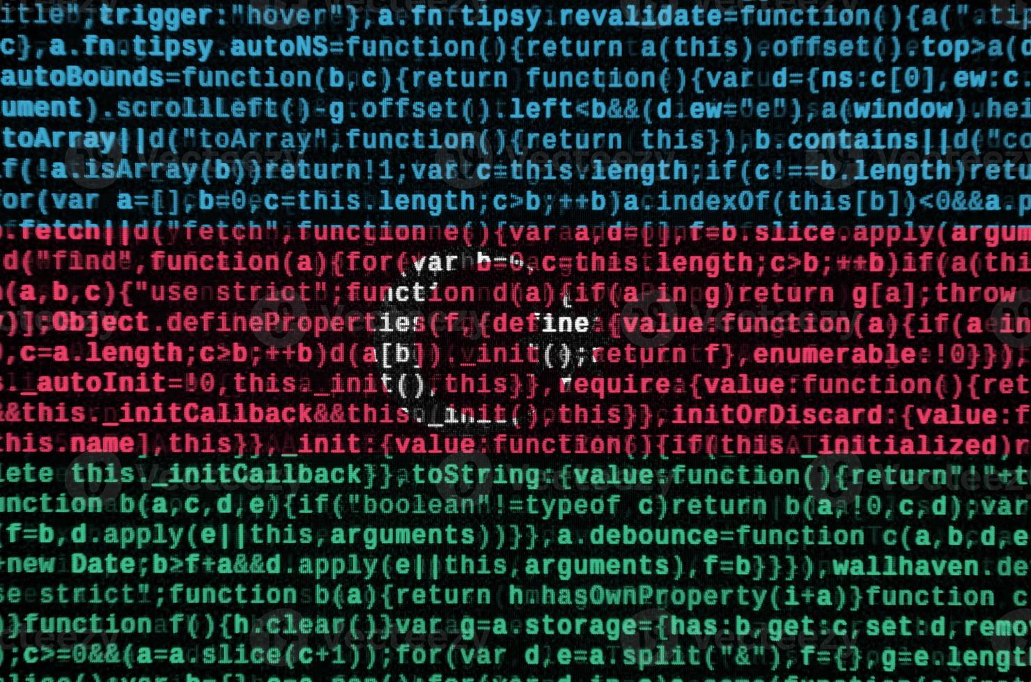 Le drapeau azerbaïdjanais est représenté à l'écran avec le code du programme. le concept de technologie moderne et de développement de site photo